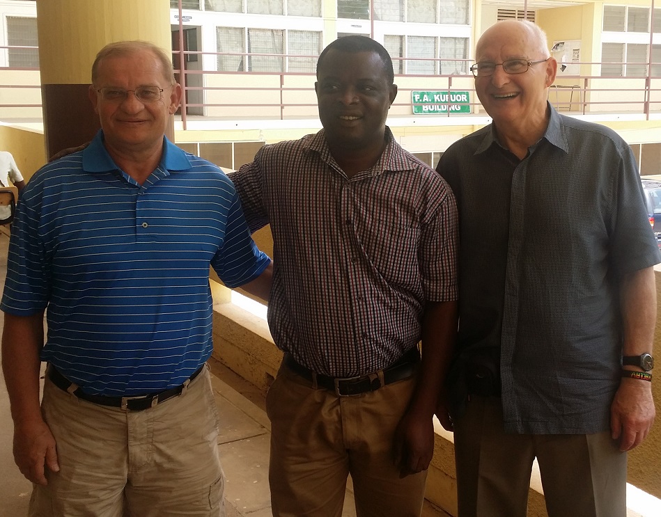 Dr. Kratochvil (right) with the Head of the Department of Chemistry Dr. Godfred Darko (middle)